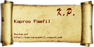 Kapros Pamfil névjegykártya